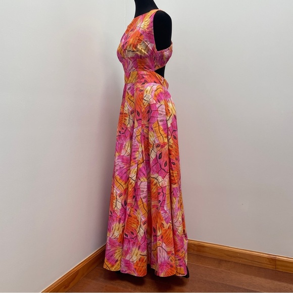 NEW! AURETA- ELKE MAXI DRESS Size Medium Spring Pink Orange Cotton - Picture 8 of 15